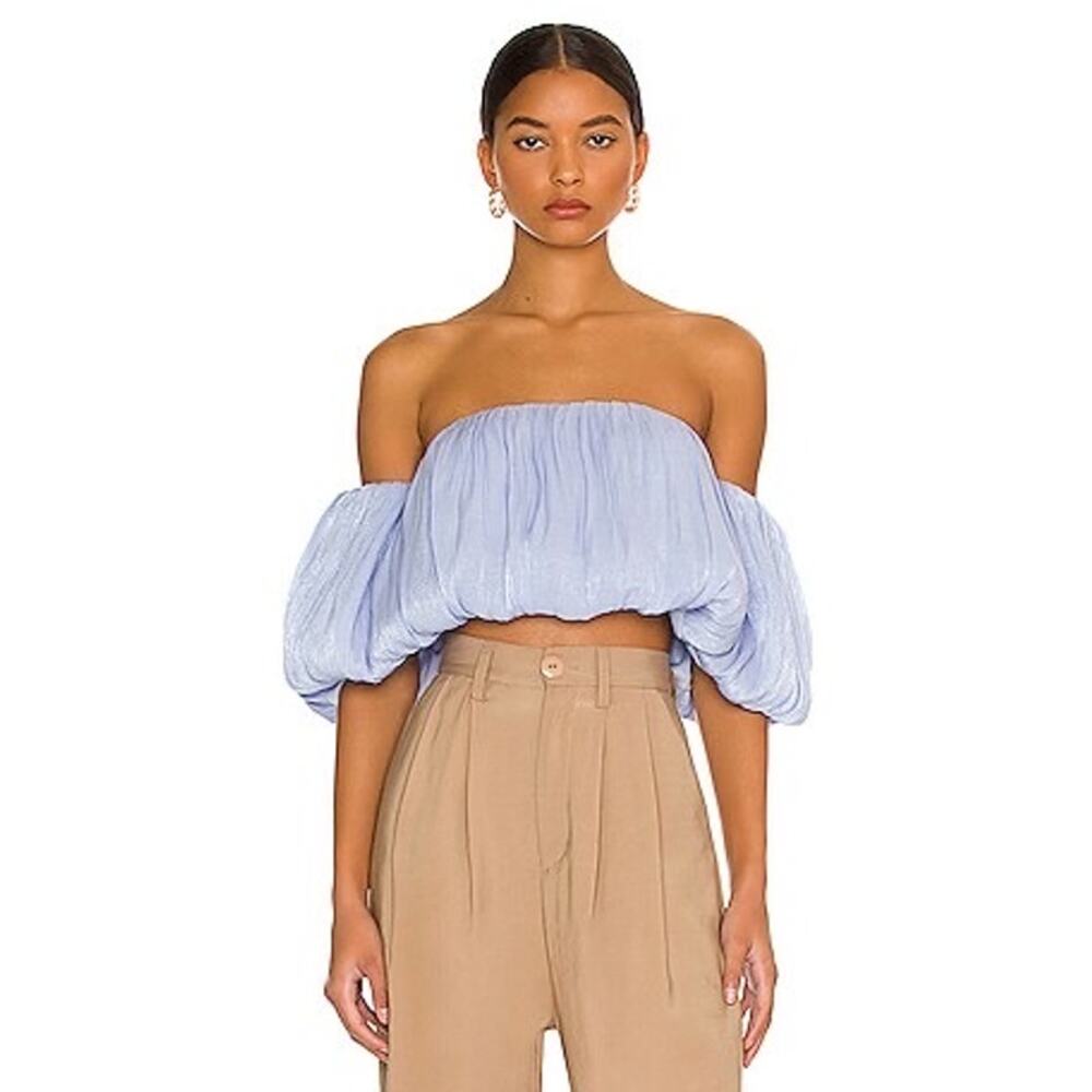 REVOLVE| line&dot Audrey periwinkle Off-the-Shoulder Blouse, Size S